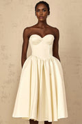 Landry Midi Dress Off - Shoulder Shirred White & Boned