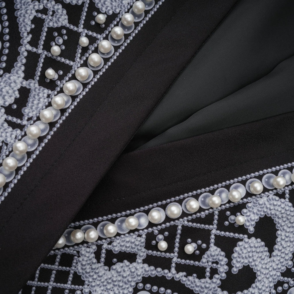 Laney Blazer Black & White Pattern VNeck Dress