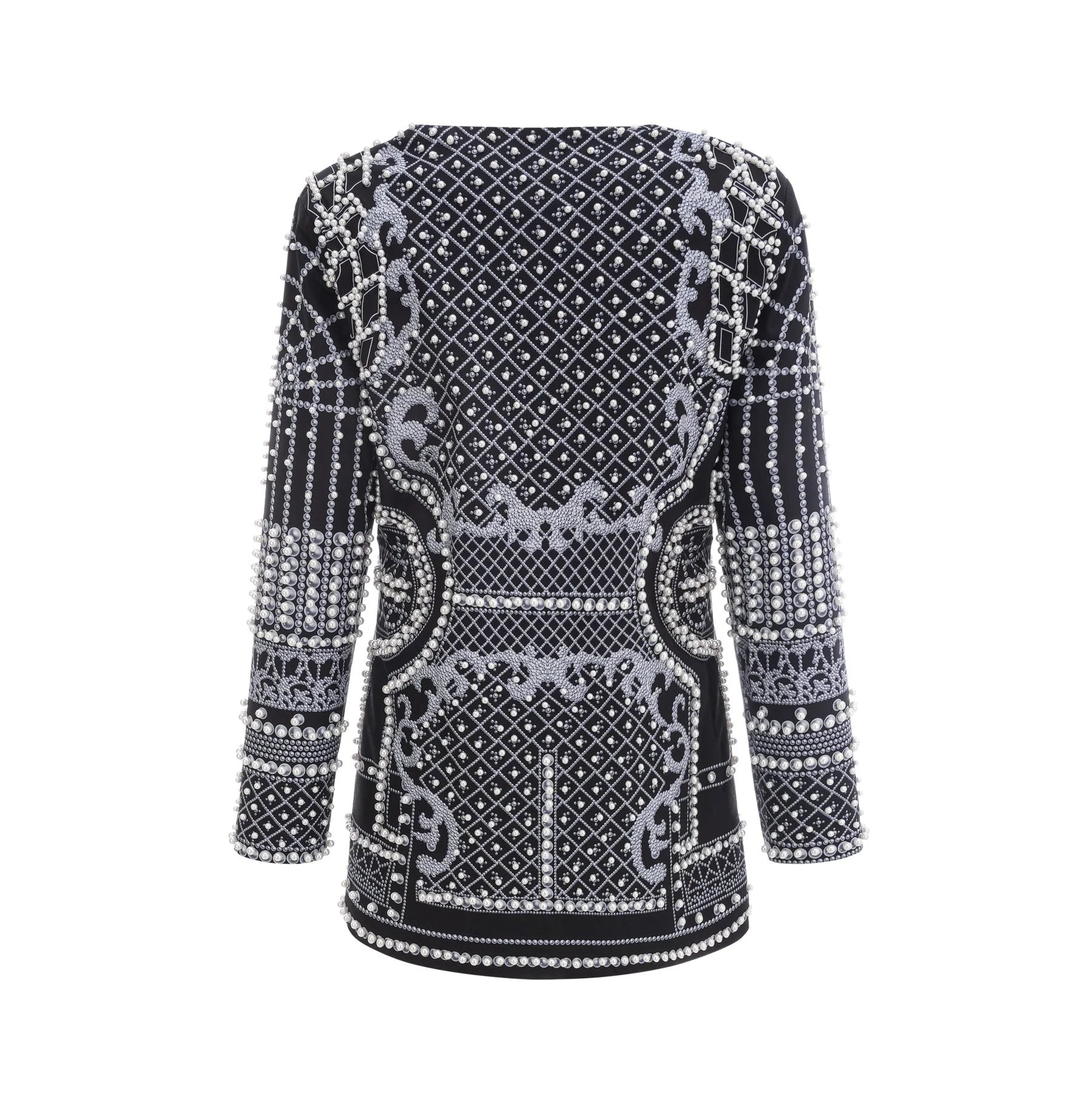 Laney Blazer Black & White Pattern VNeck Dress