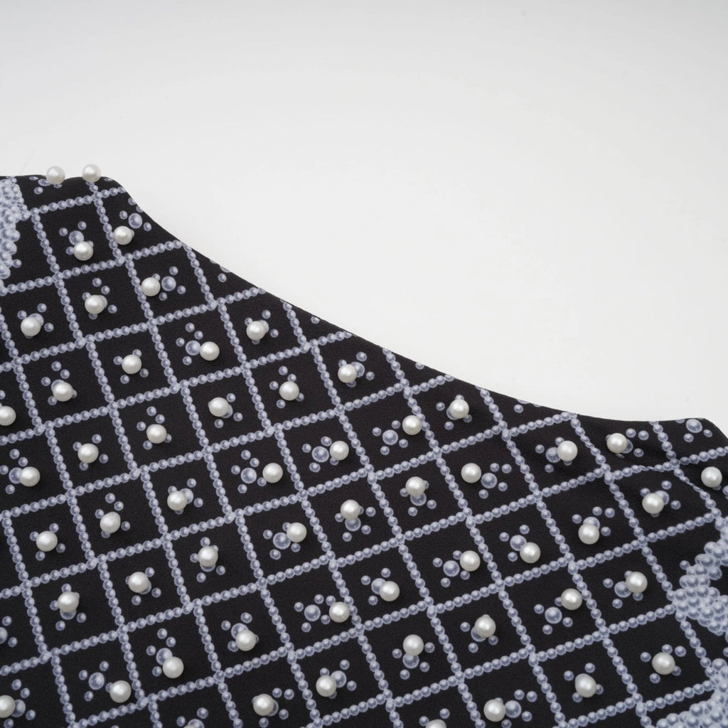 Laney Blazer Black & White Pattern VNeck Dress