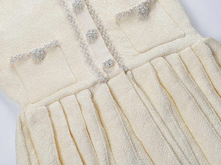 Laney Dress - A - Line Silhouette With Fitted Bodice - Button - Down Pleated Skirt - Tailored Fit - Embellished Buttons & Pockets