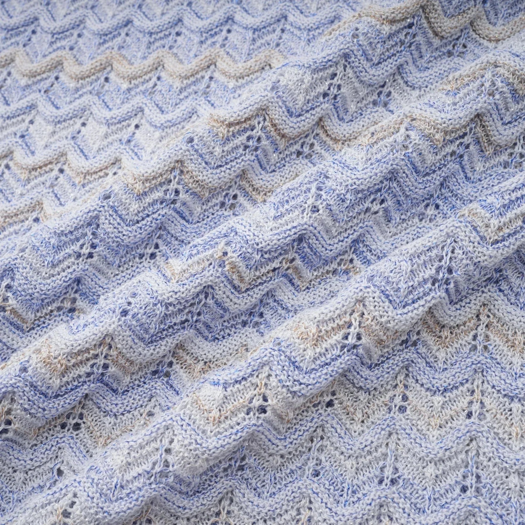 Laney Midi Dress Neutrals & Blue Ribbed Knit Texture