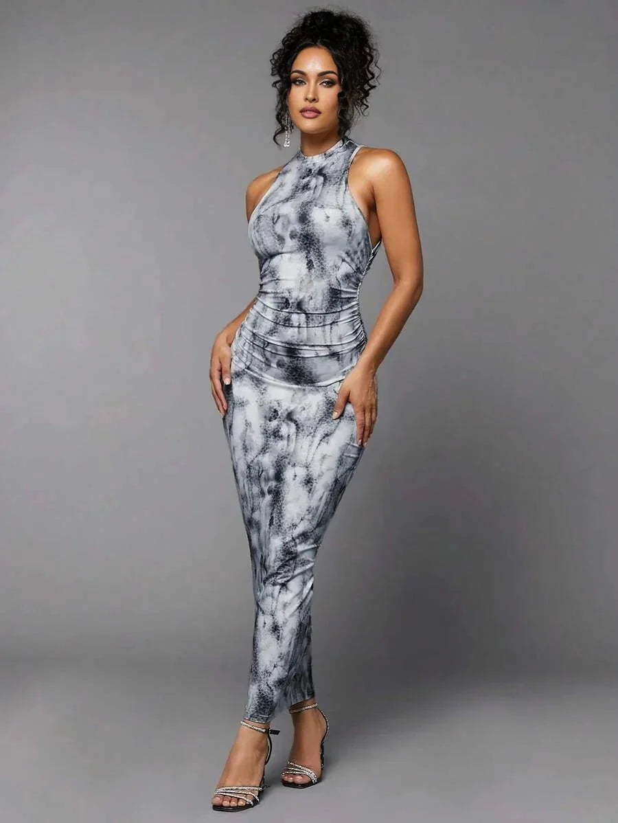Laura Maxi Dress - Refined Style - Slim Fit - Sleeveless - High Stretch Fabric Elasticity - Ruched - Mid Waist - Premium Quality