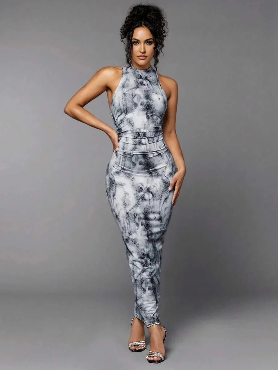 Laura Maxi Dress - Refined Style - Slim Fit - Sleeveless - High Stretch Fabric Elasticity - Ruched - Mid Waist - Premium Quality