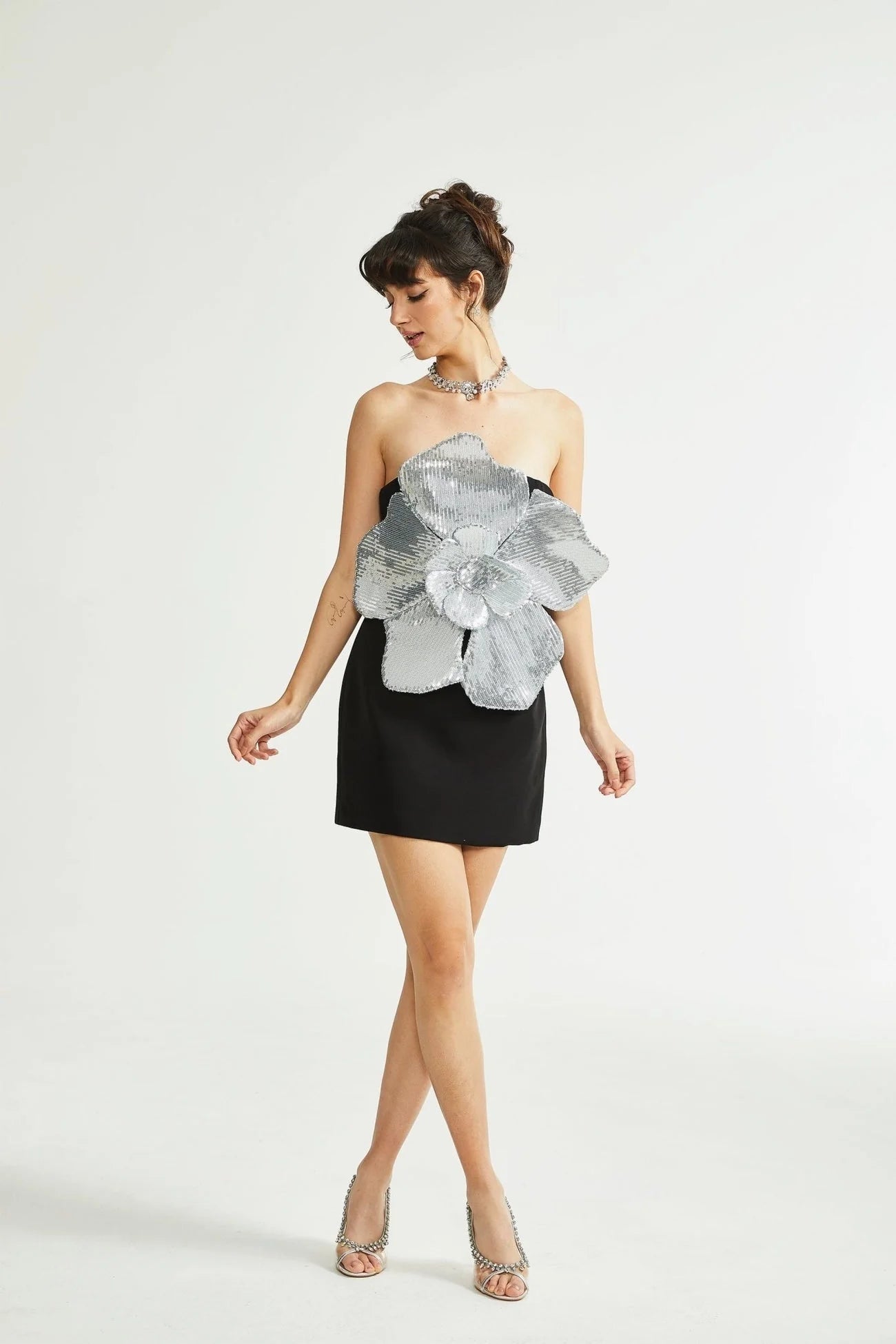 Laura Mini Dress Sequin Flower Glamour