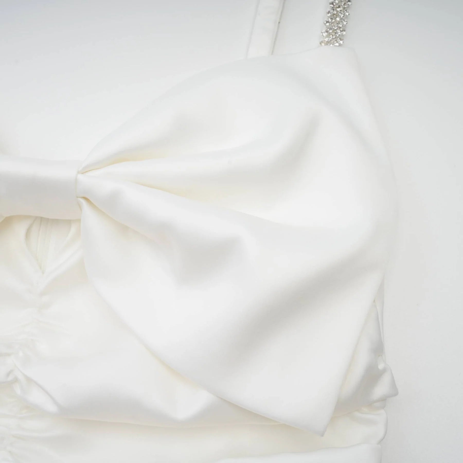 Lauretta Mini Dress Diamond Shoulder Straps Bowknot Embroidered