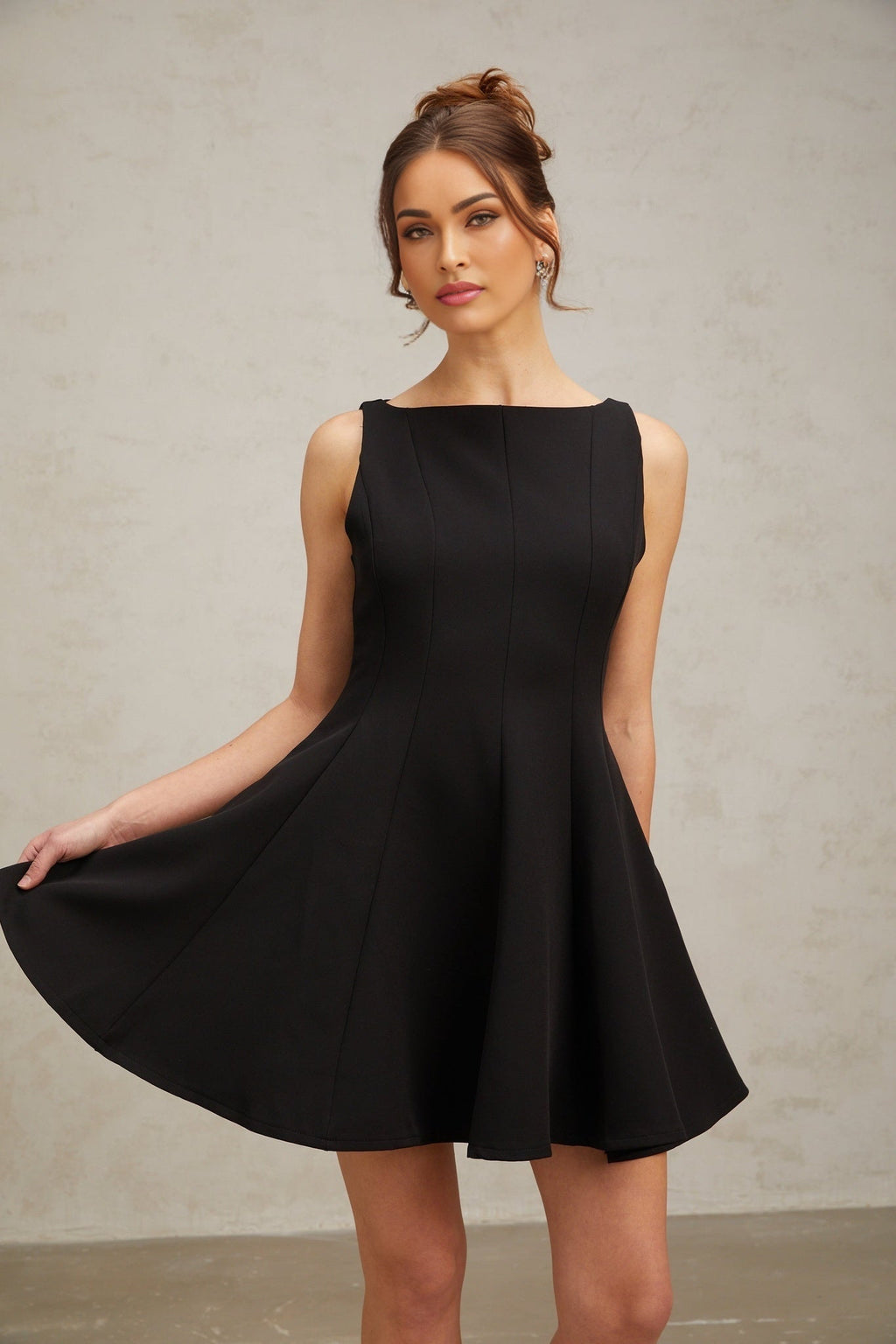 Lauretta Mini Dress Lauretta Sleeveless Flare Hem Black Dress