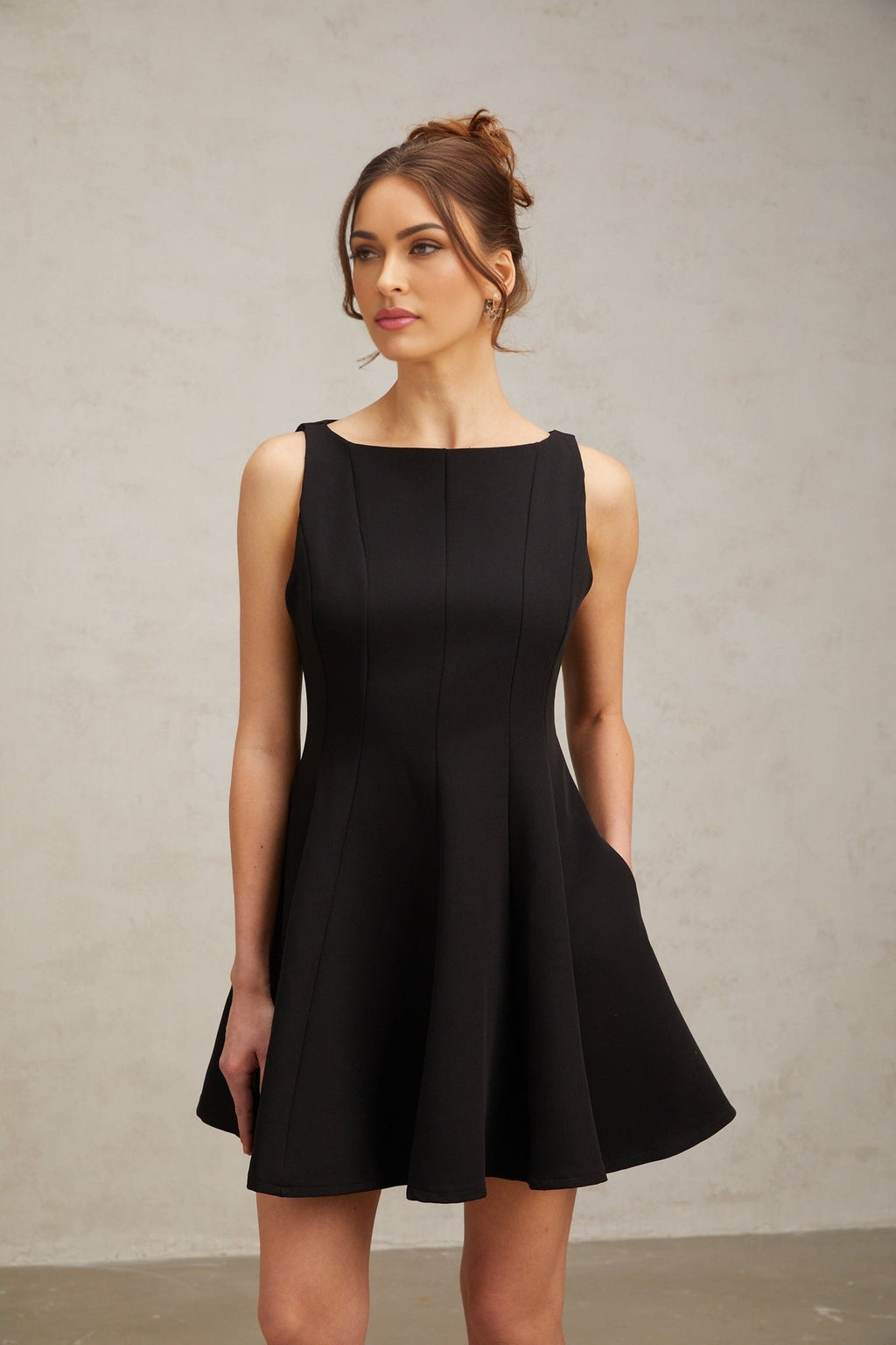 Lauretta Mini Dress Lauretta Sleeveless Flare Hem Black Dress