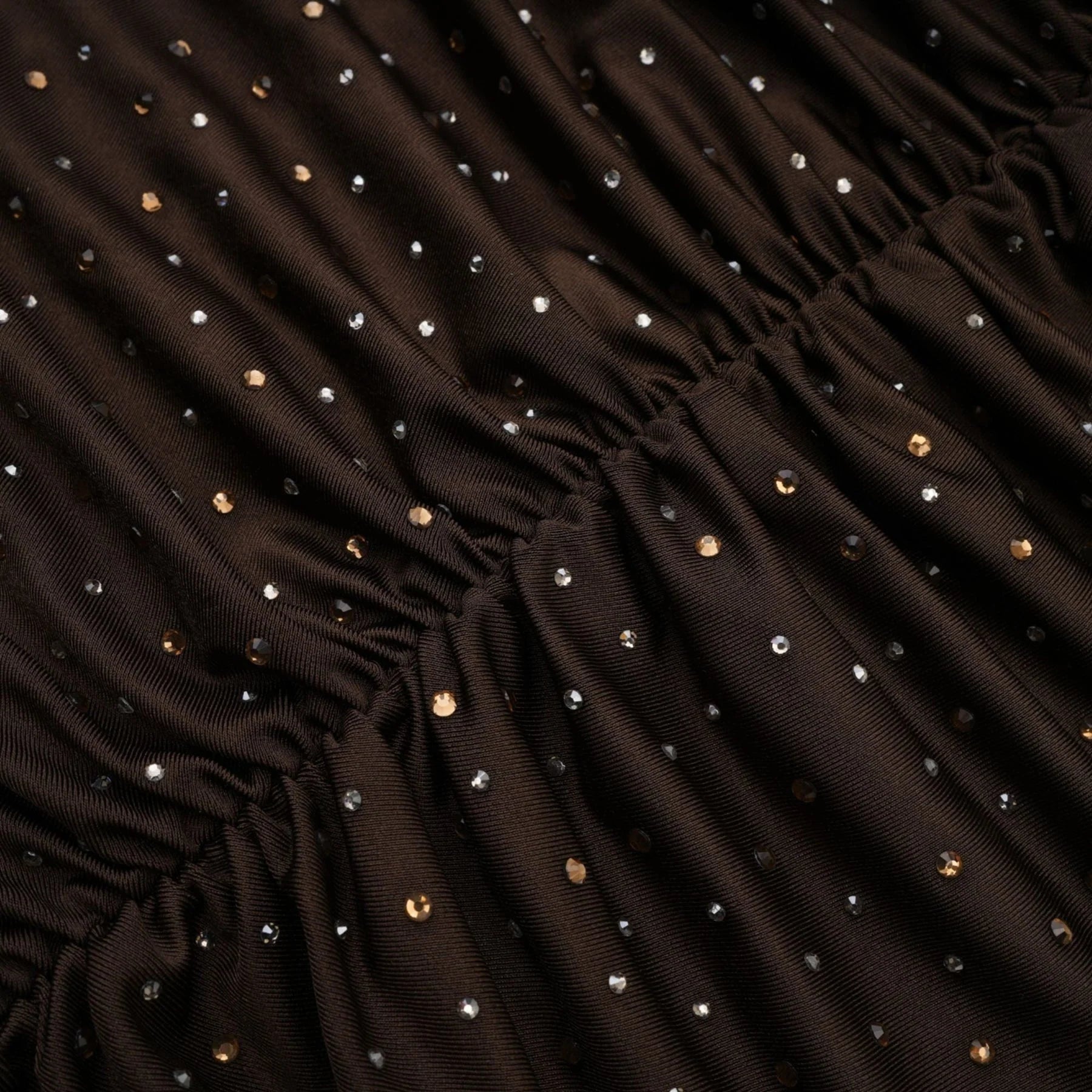 Lavinia Bodysuit Brown Crystal Embellished Detachable Sleeves