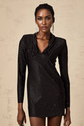Layla Mini Dress Plunging VNeck Studded Black