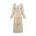 Leslie Metallic Threading Midi Dress in Neutrals