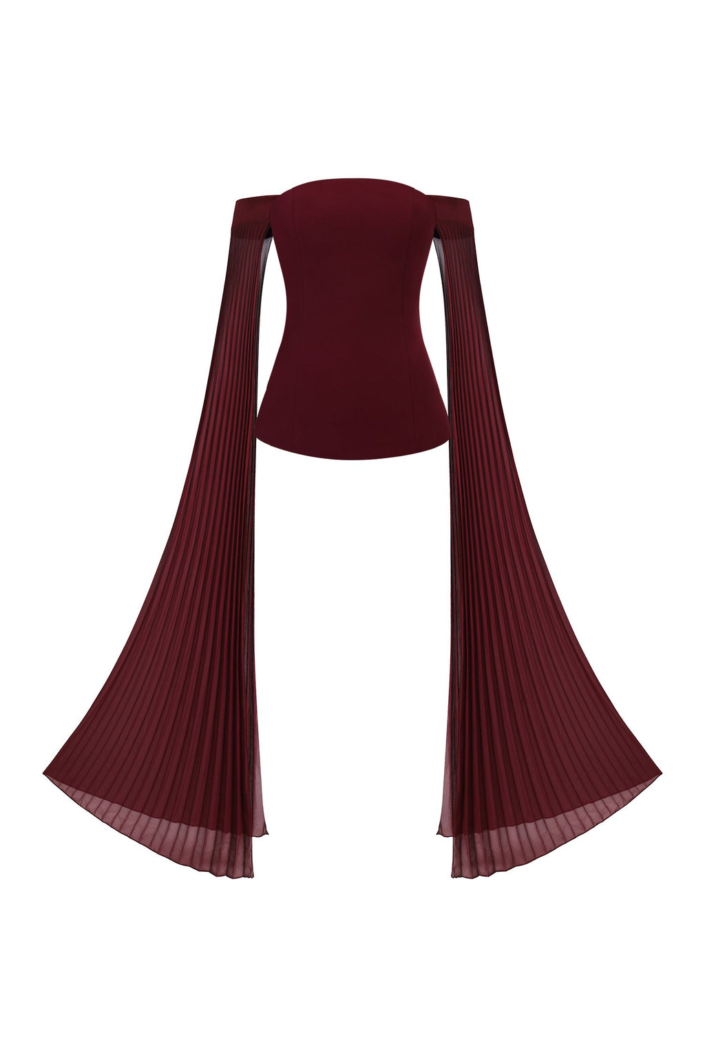 Lesly Burgundy Off-Shoulder Ruched Maxi Dress