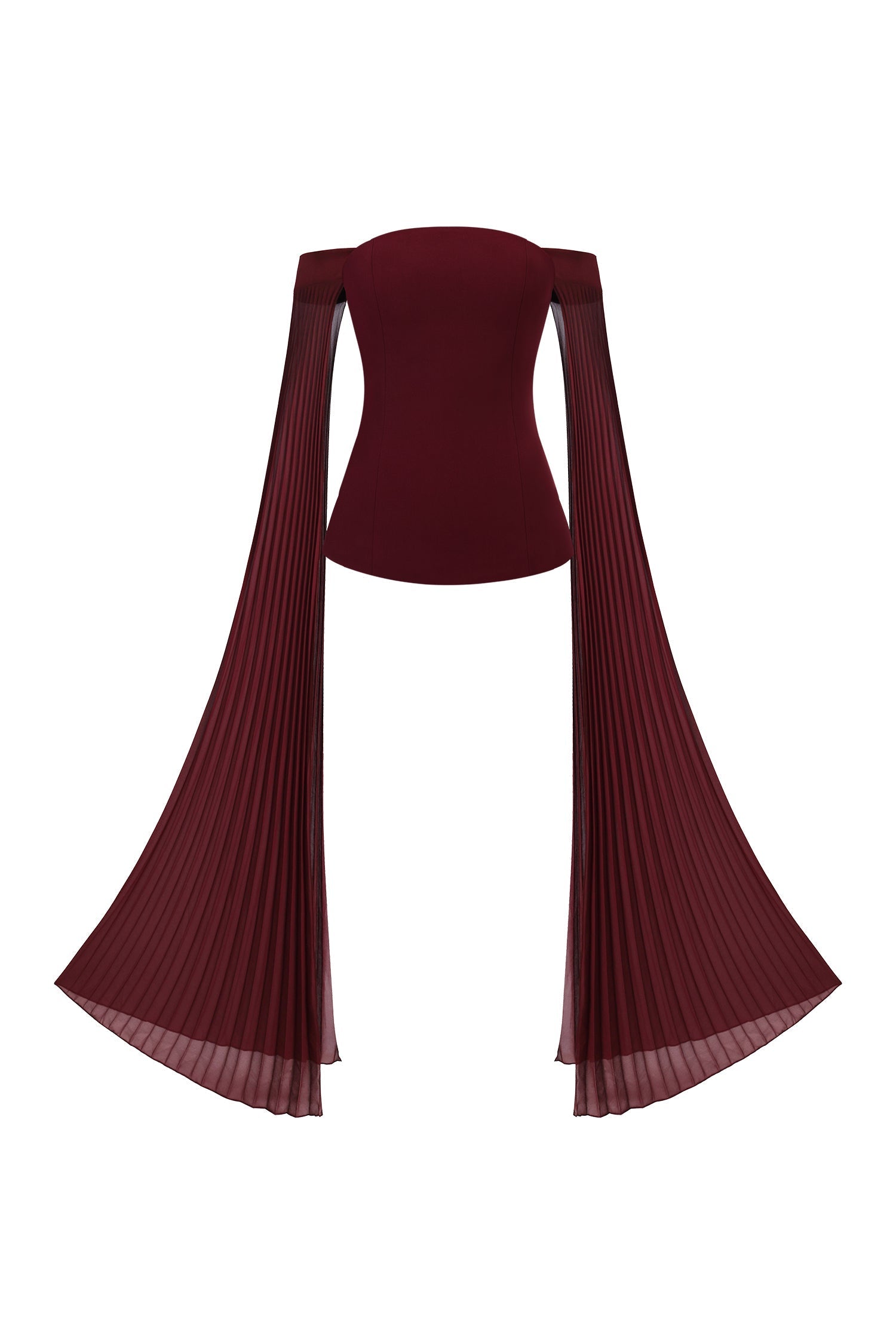 Lesly Burgundy Off-Shoulder Ruched Maxi Dress