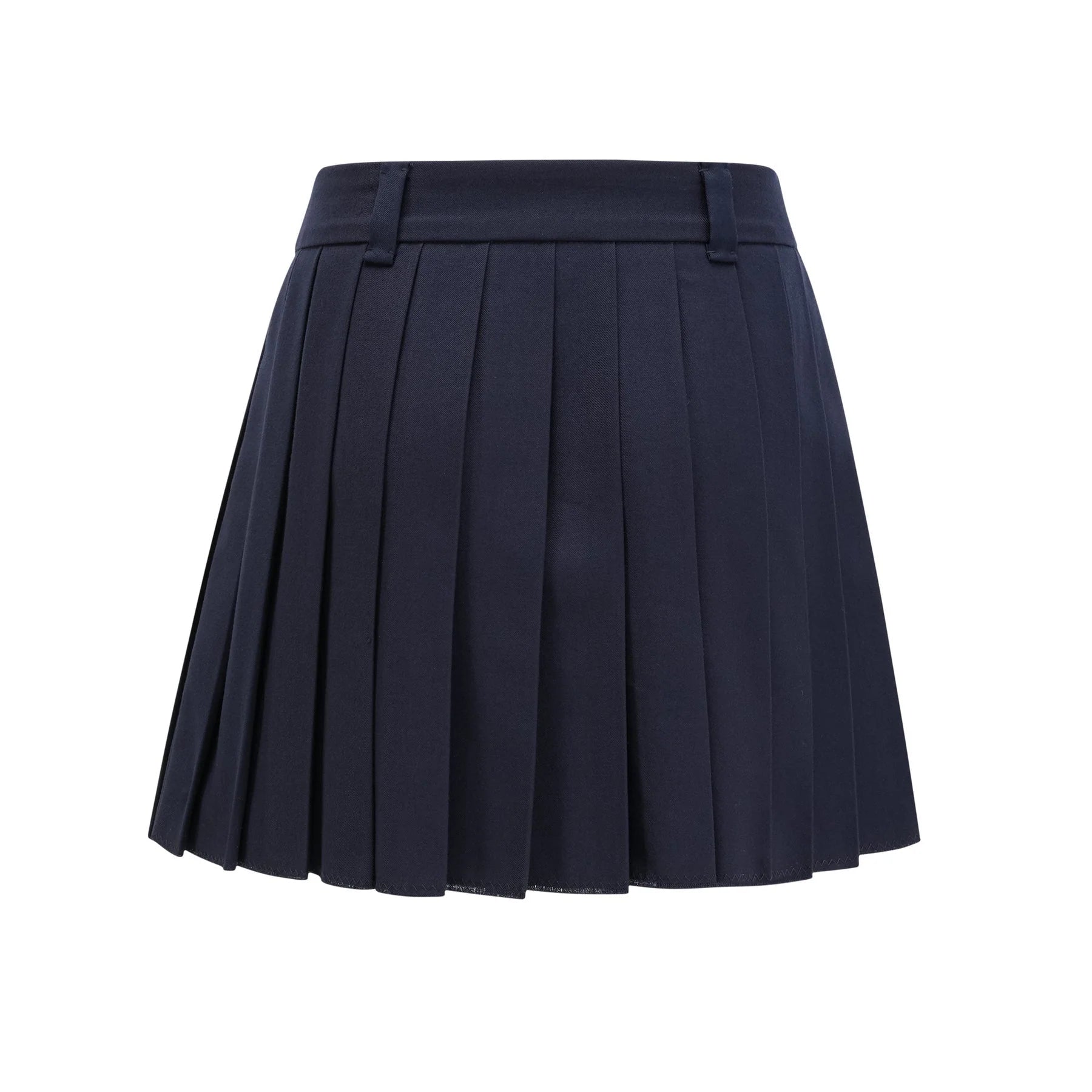 Lesly Skirt Navy Blue Embroidered Pleated ALine & Chic Mini Hem