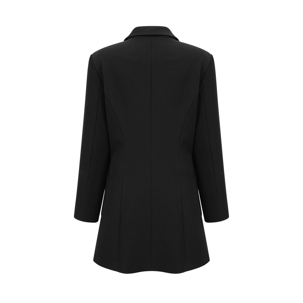 Letizia Blazer in Black Thigh Length Single Breasted Dress