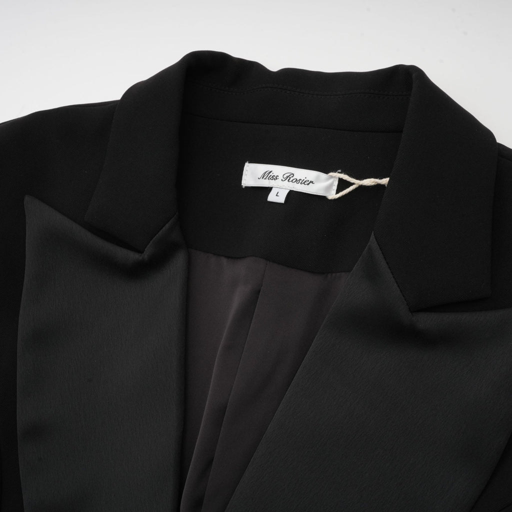 Letizia Blazer in Black Thigh Length Single Breasted Dress