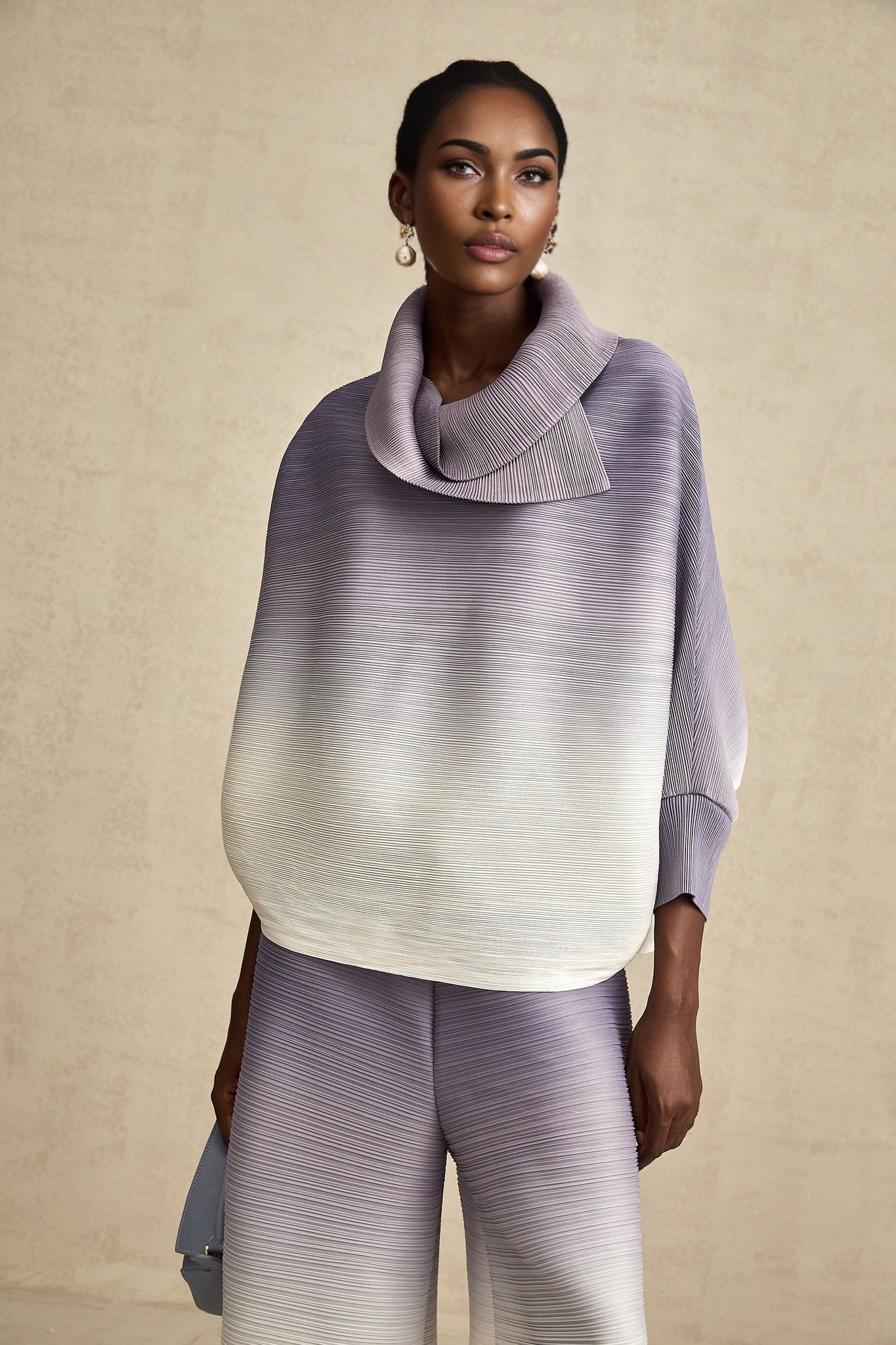 Letizia Blouse & Trousers Purple Gradient Wrinkled Set