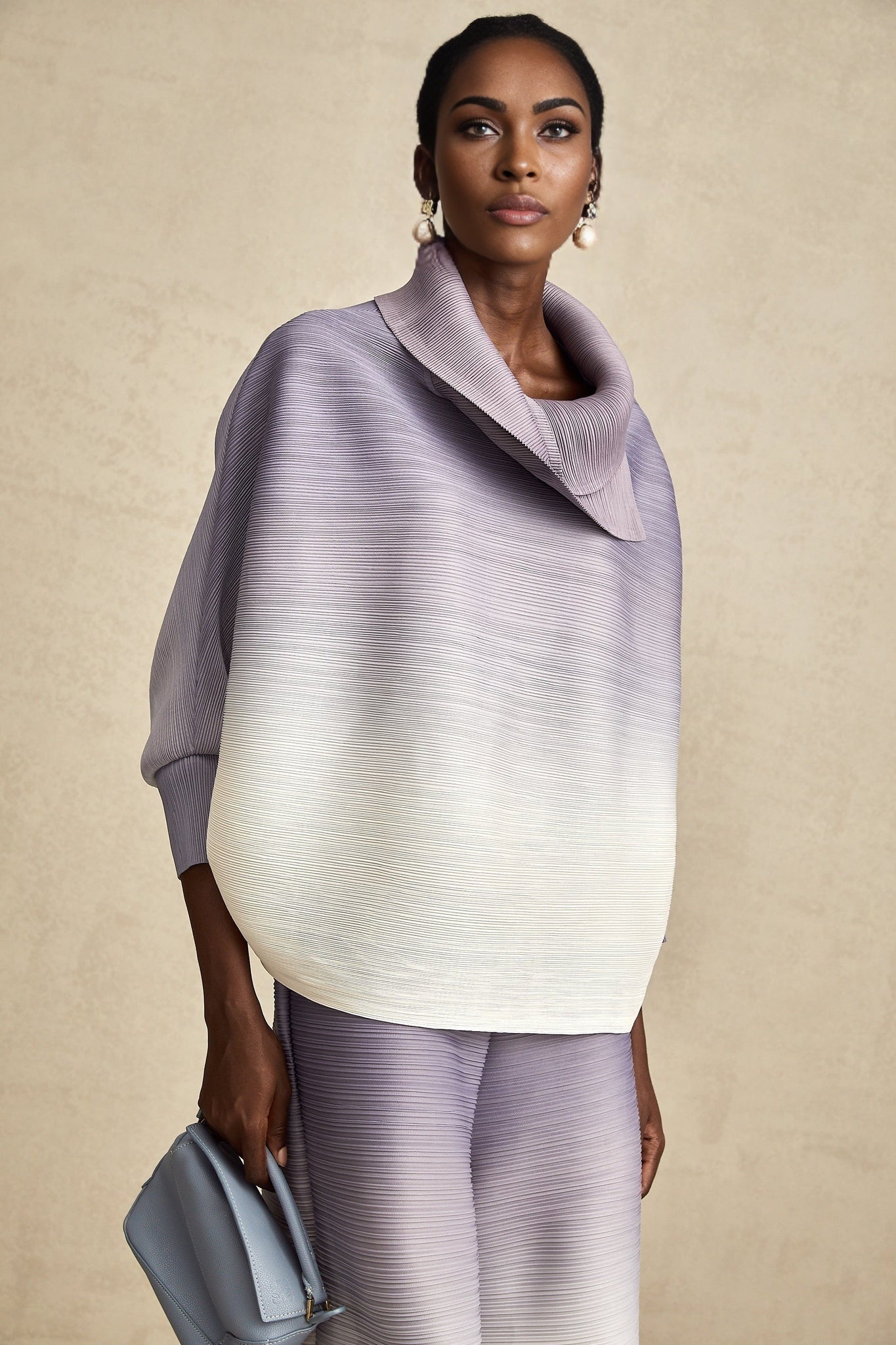 Letizia Blouse & Trousers Purple Gradient Wrinkled Set