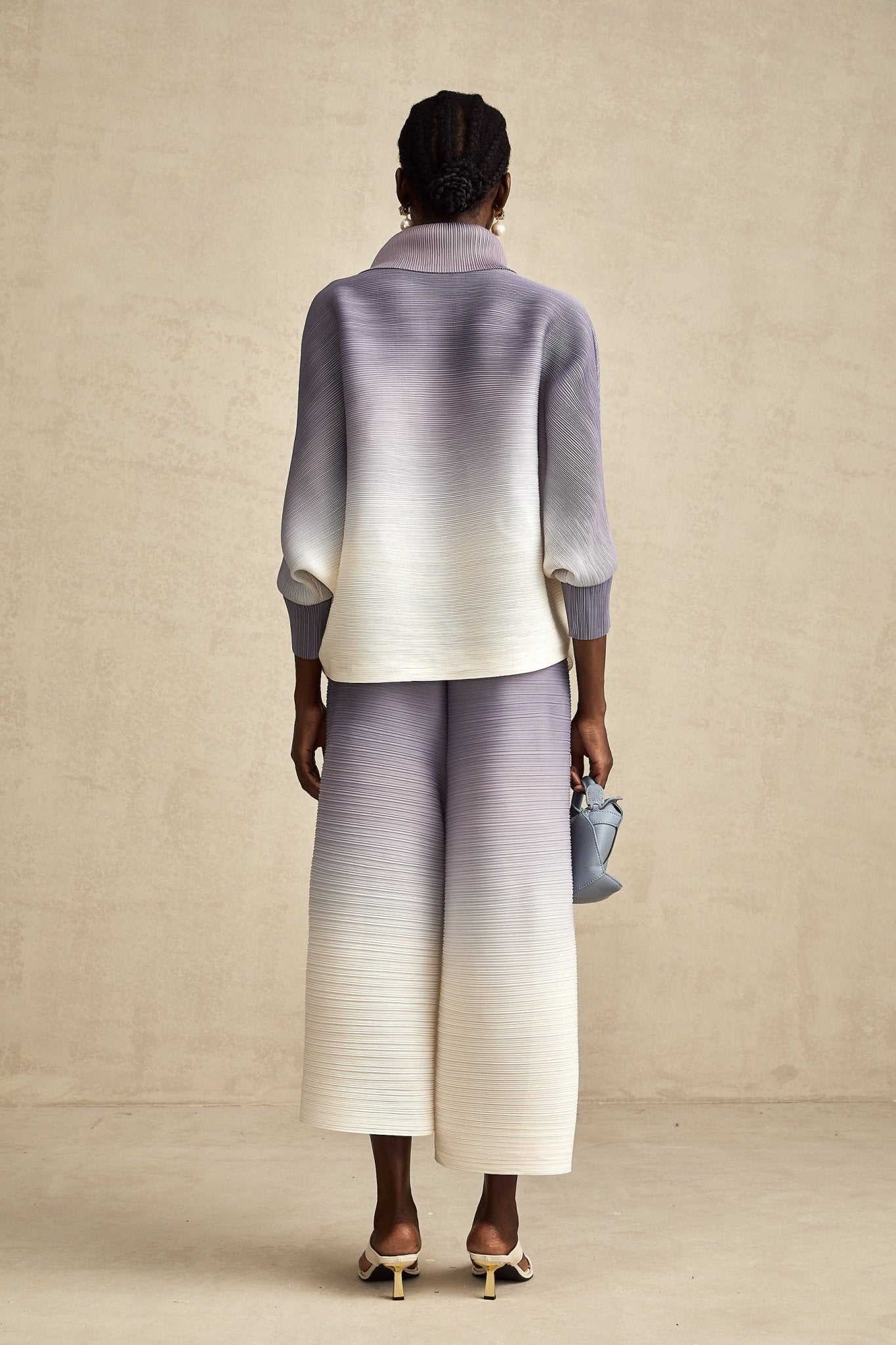 Letizia Blouse & Trousers Purple Gradient Wrinkled Set