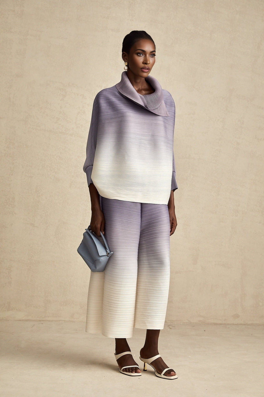 Letizia Blouse & Trousers Purple Gradient Wrinkled Set