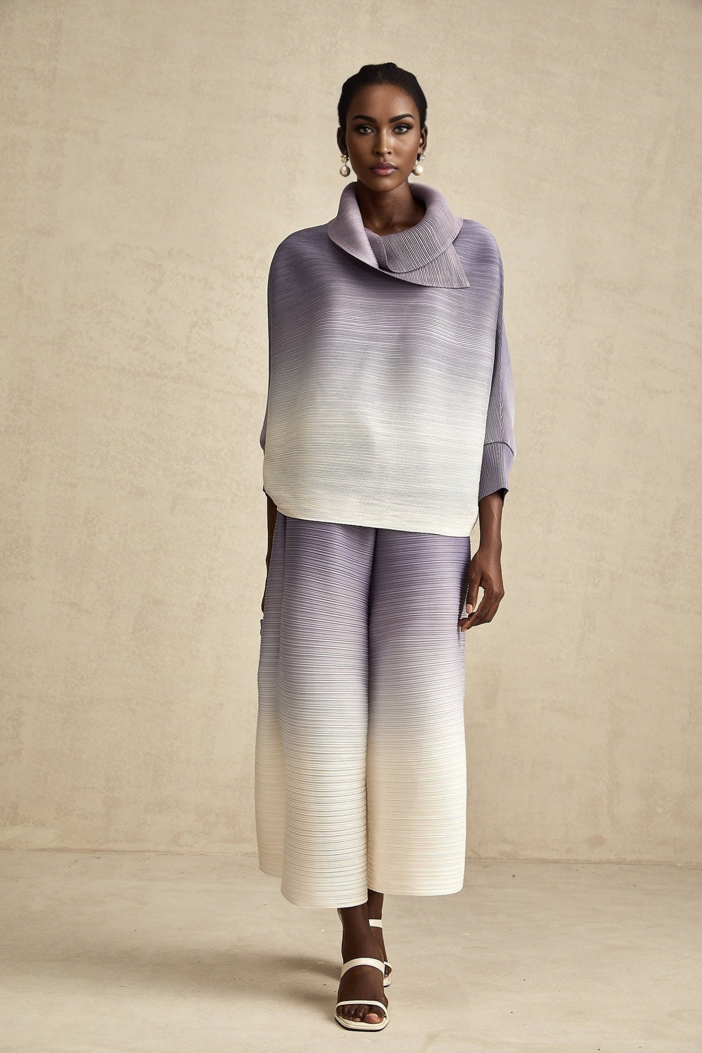 Letizia Blouse & Trousers Purple Gradient Wrinkled Set