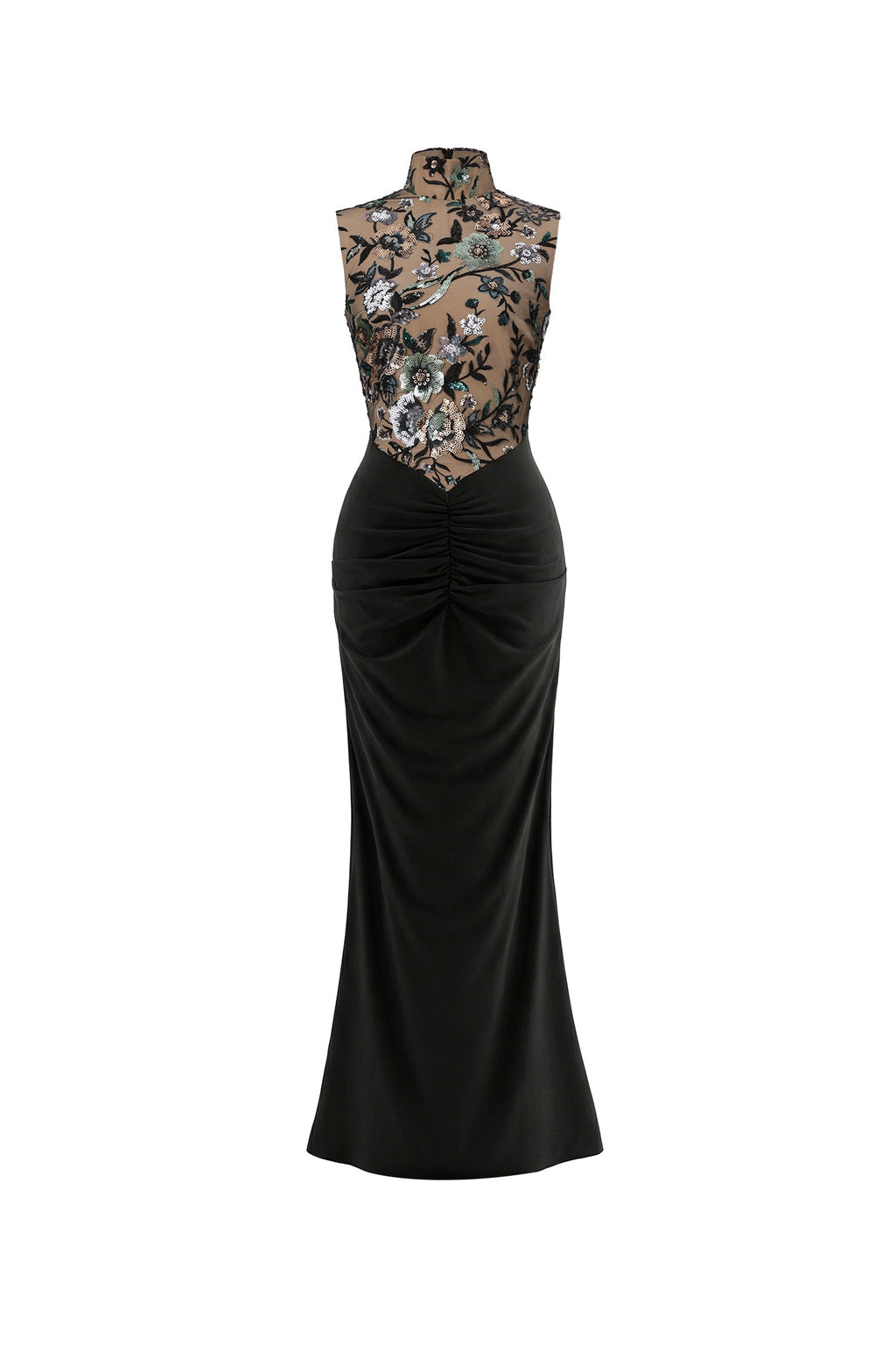 Lexi Black Floral Sequined Bodice Dress