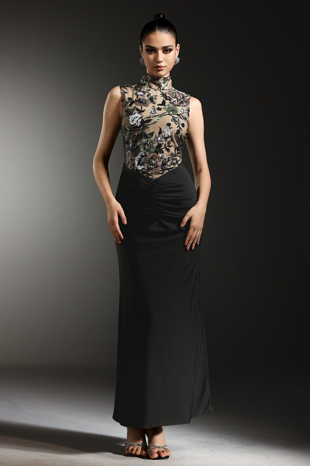 Lexi Black Floral Sequined Dress
