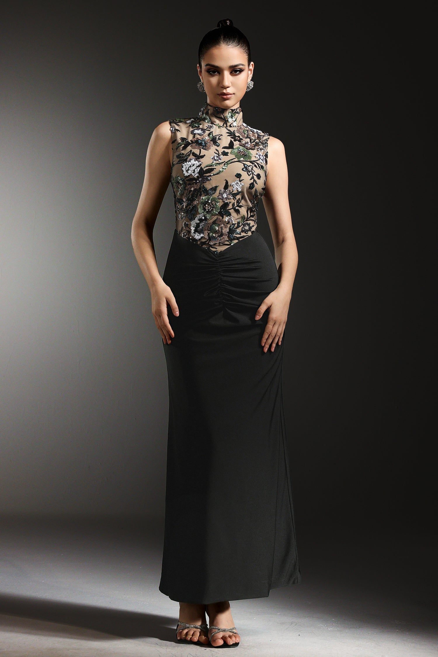 Lexi Black Floral Sequined Dress