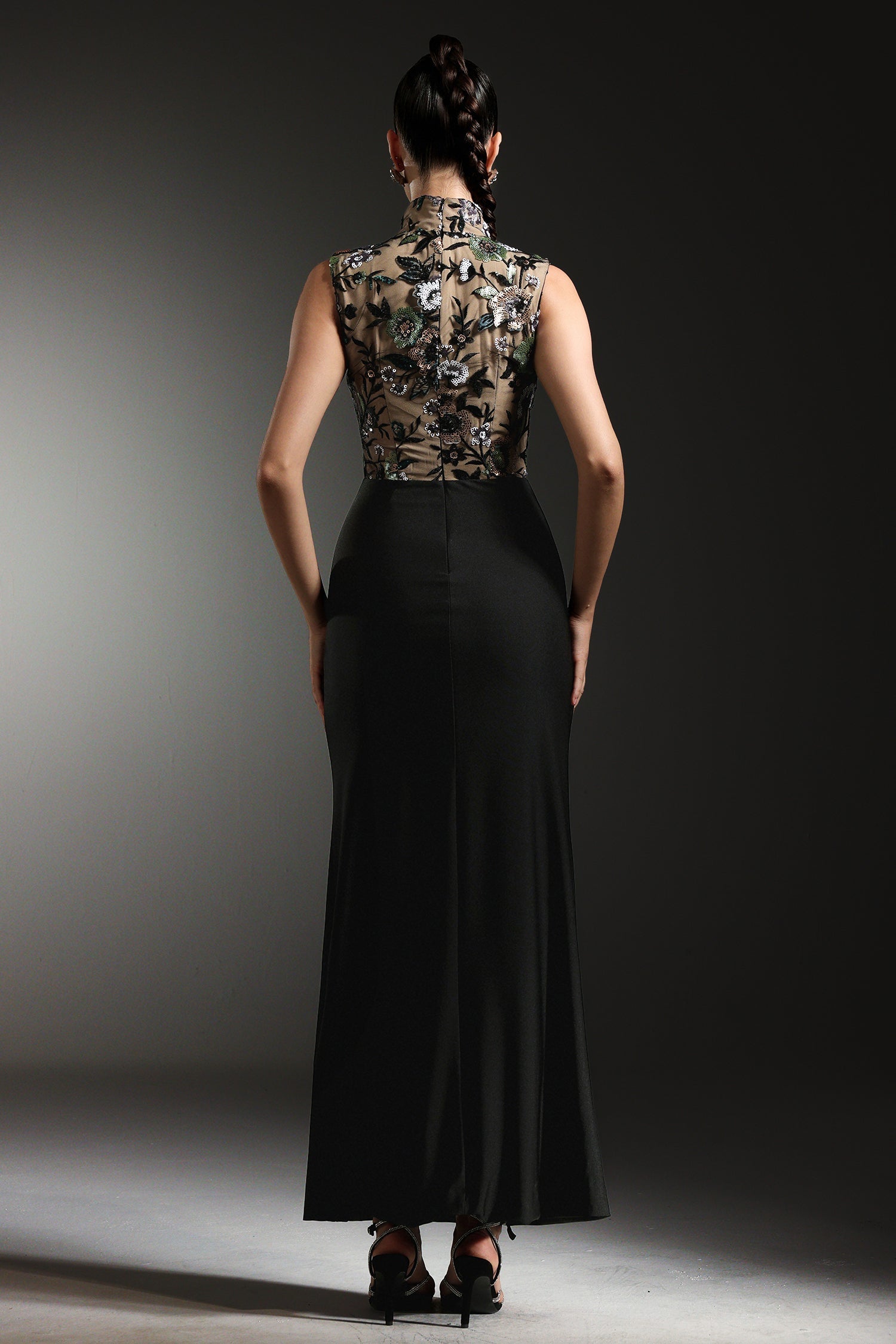 Lexi Black Floral Sequined Dress