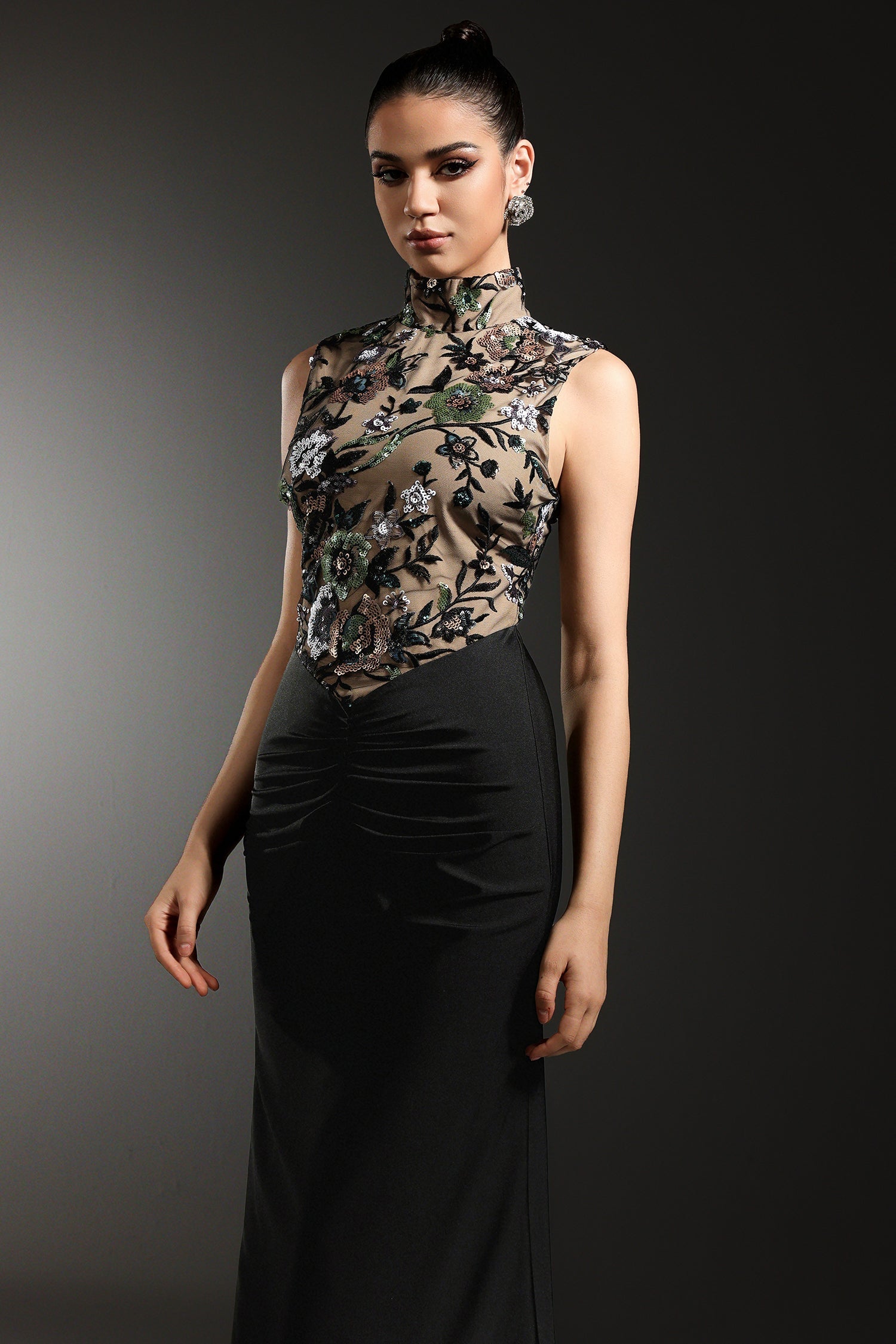Lexi Black Floral Sequined Dress