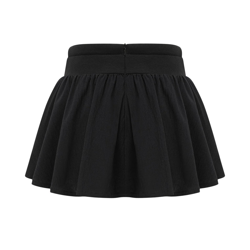 Lia Mini Dress Black Pleated Elastic Waistband Skirt