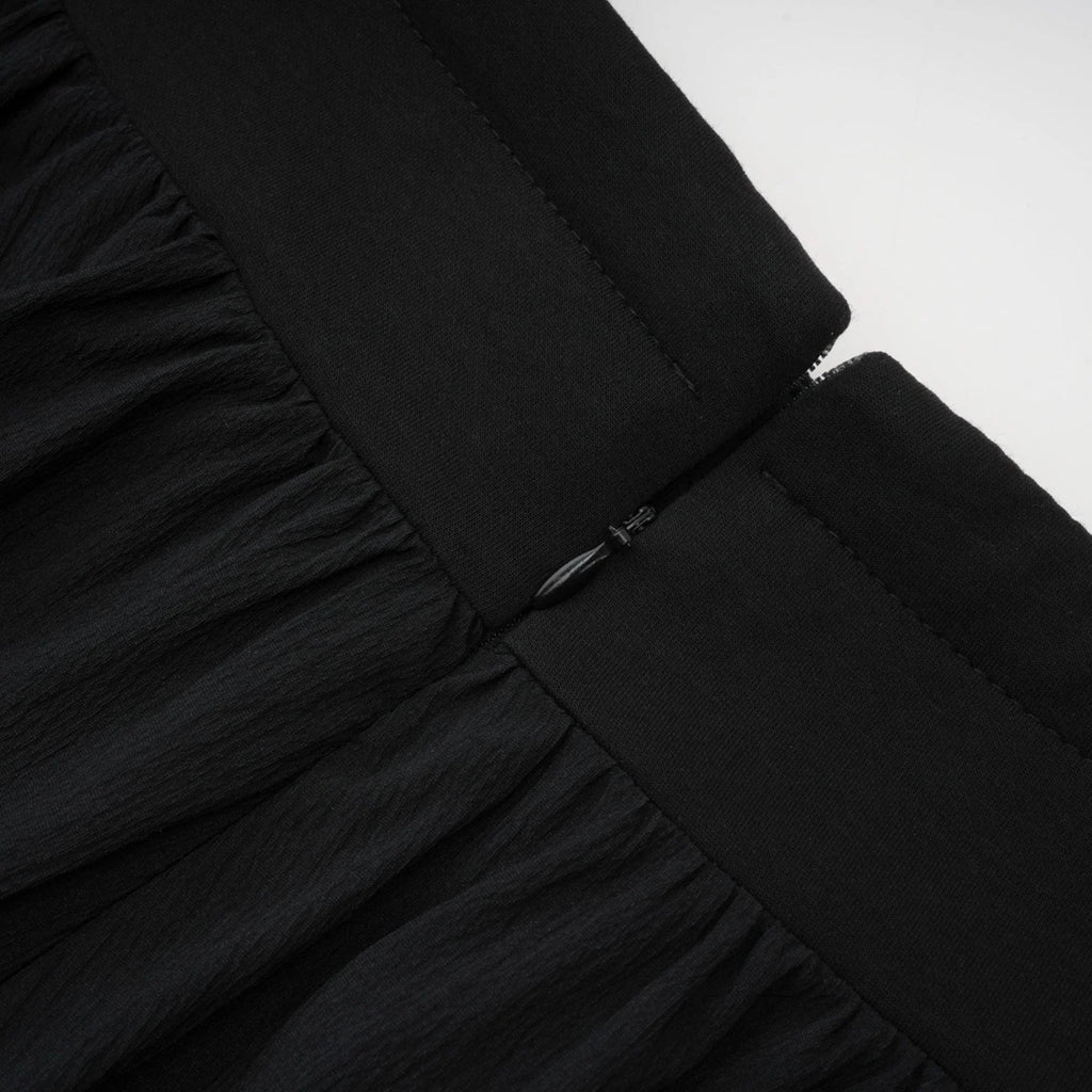 Lia Mini Dress Black Pleated Elastic Waistband Skirt