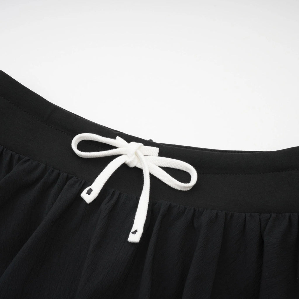 Lia Mini Dress Black Pleated Elastic Waistband Skirt