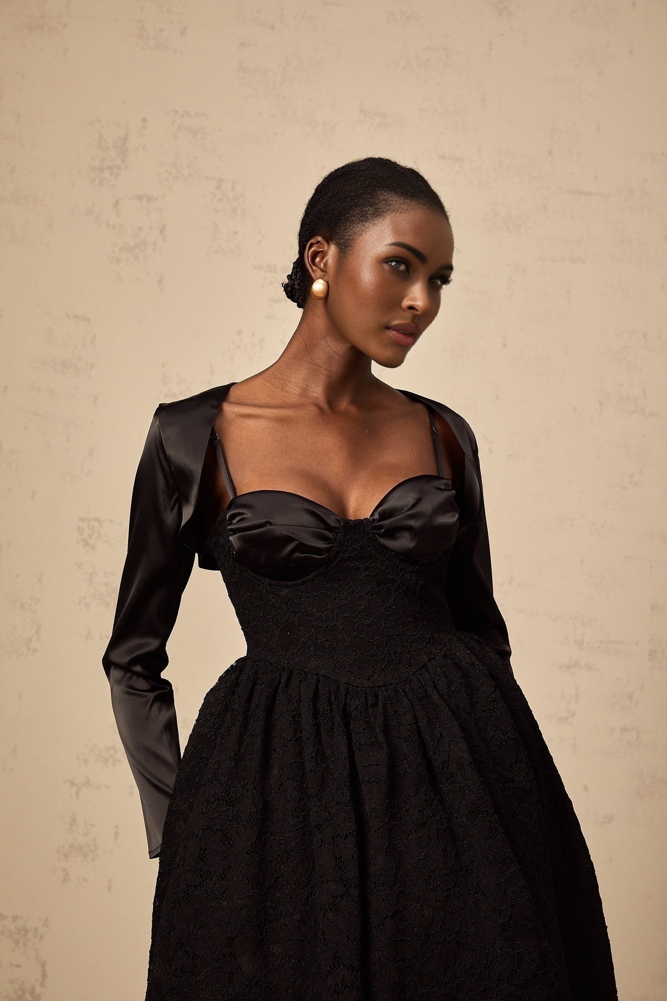 Lia Top & Dress Black Floral Lace Panelled Set