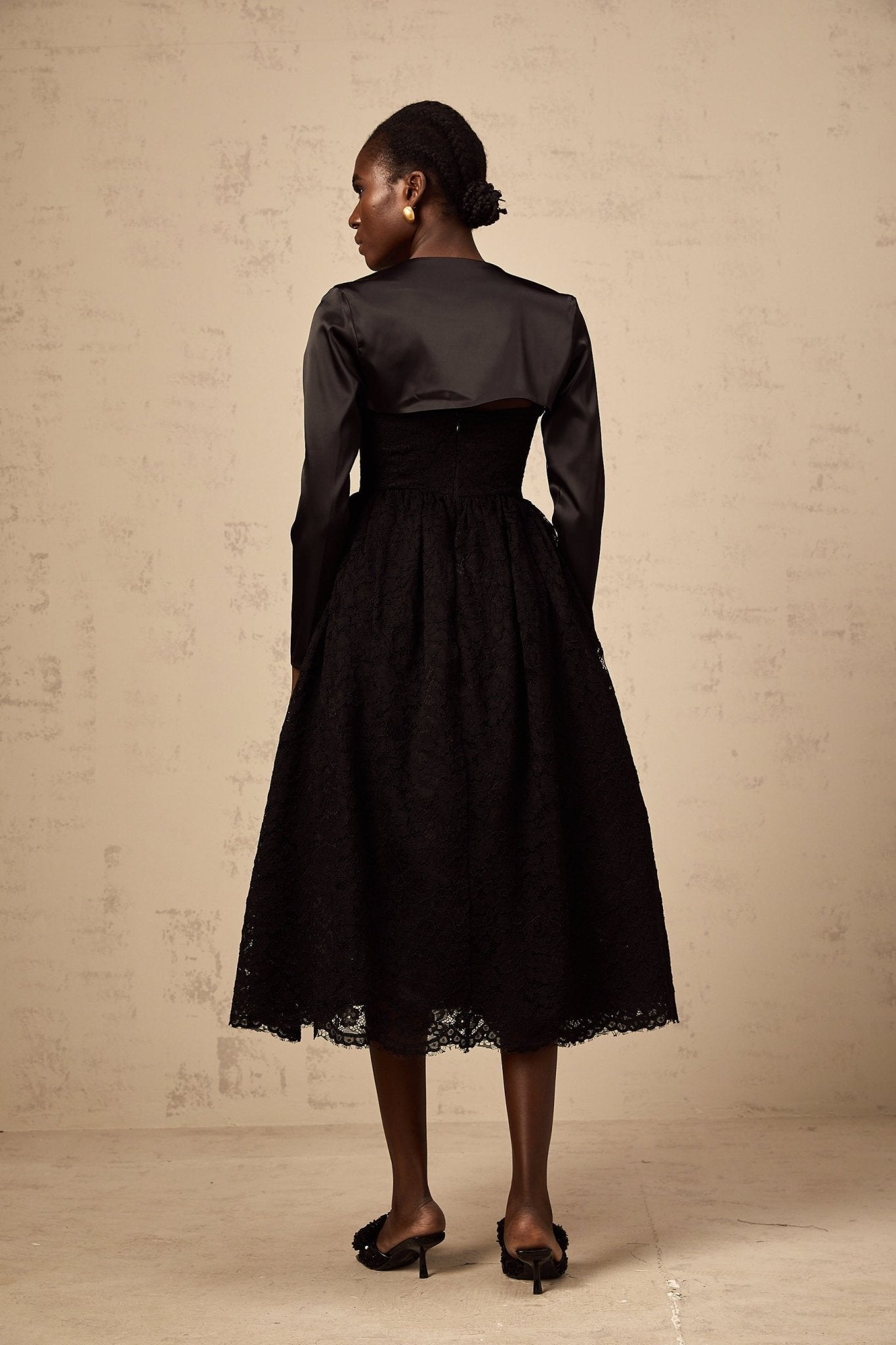Lia Top & Dress Black Floral Lace Panelled Set