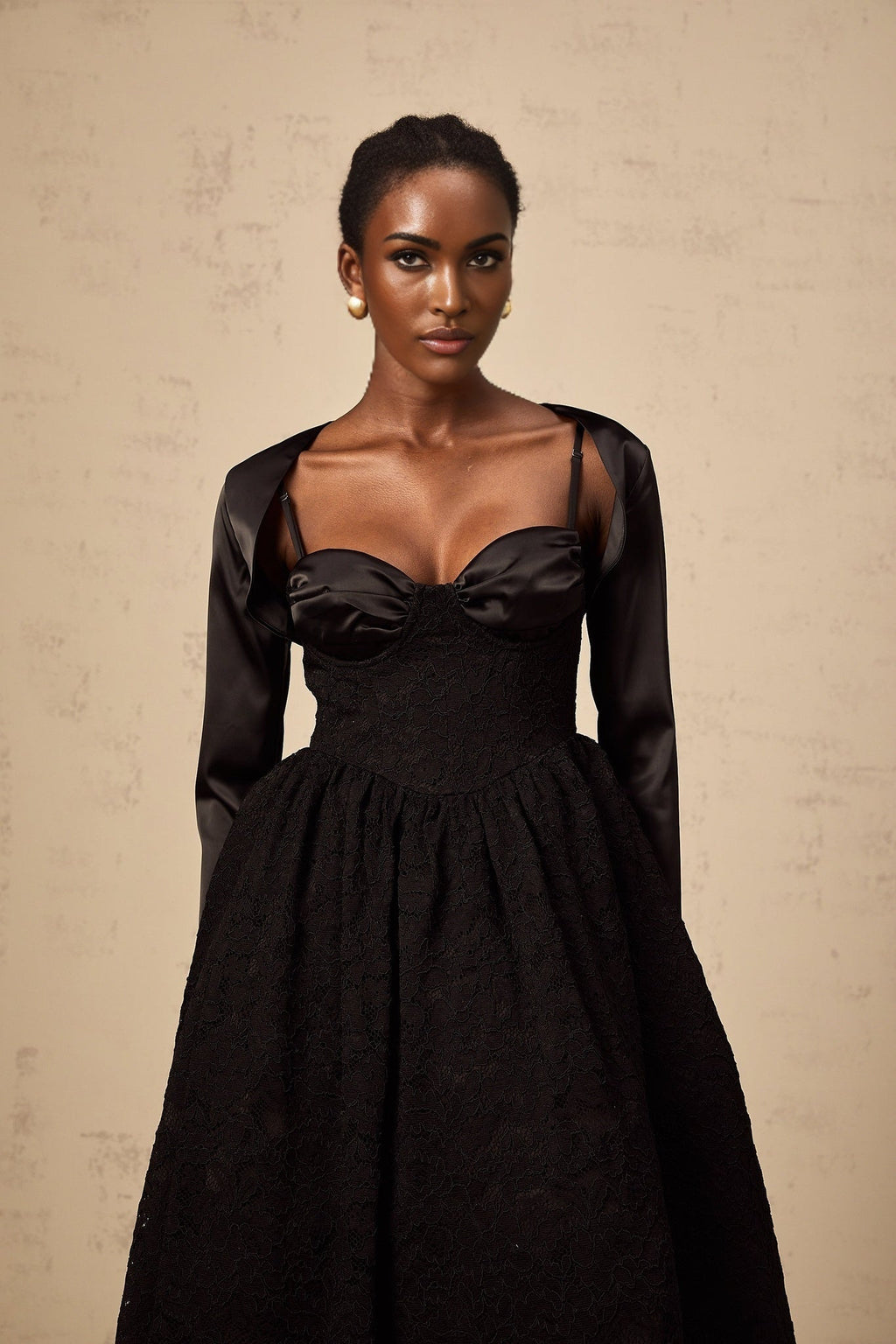 Lia Top & Dress Black Floral Lace Panelled Set