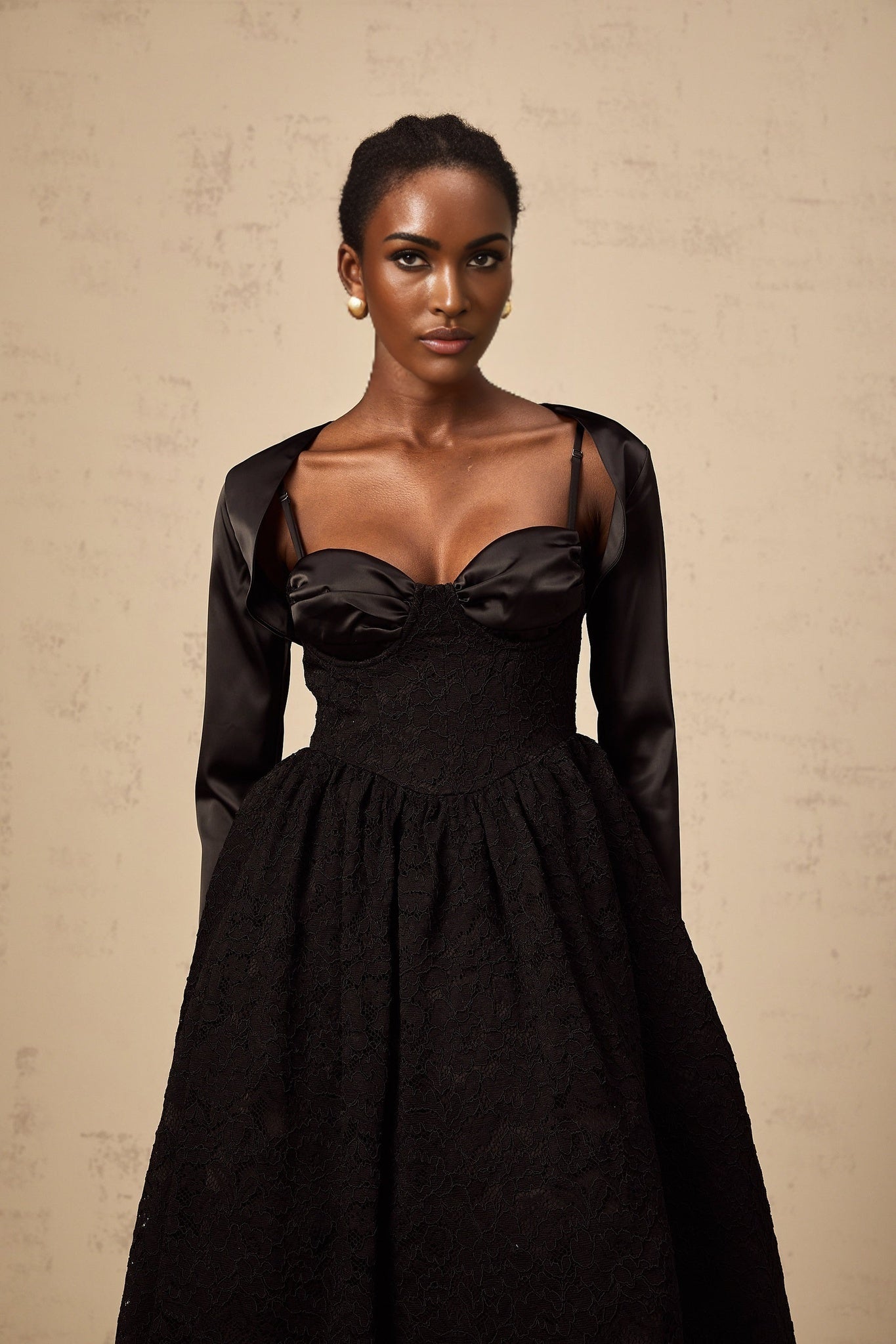 Lia Top & Dress Black Floral Lace Panelled Set