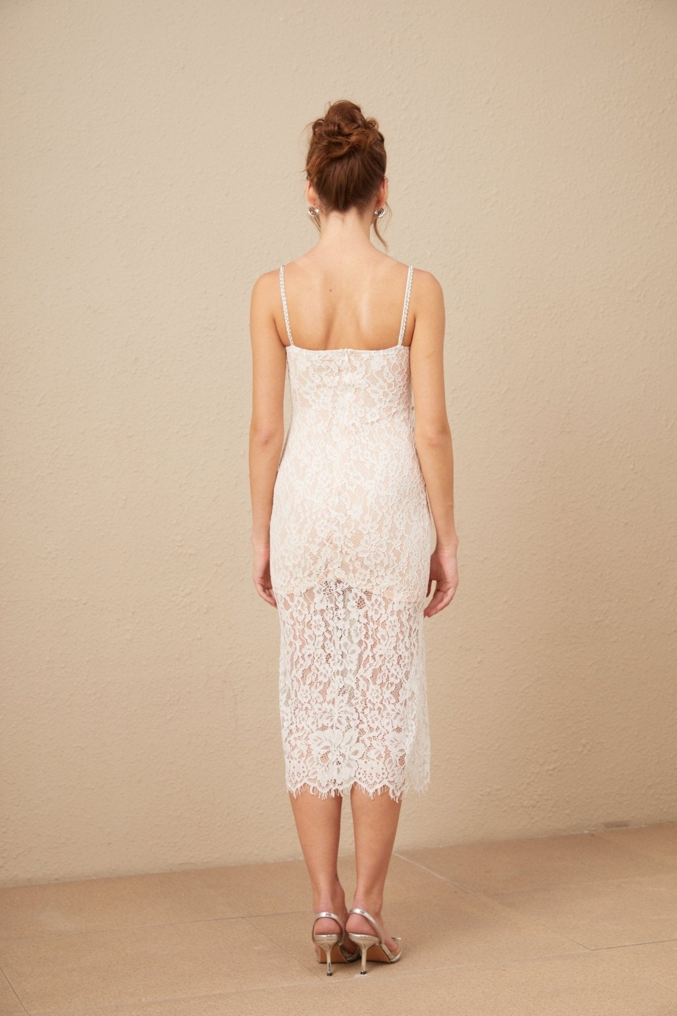 Liana Midi Dress Crystal Embellished Bustier & Flared Hem