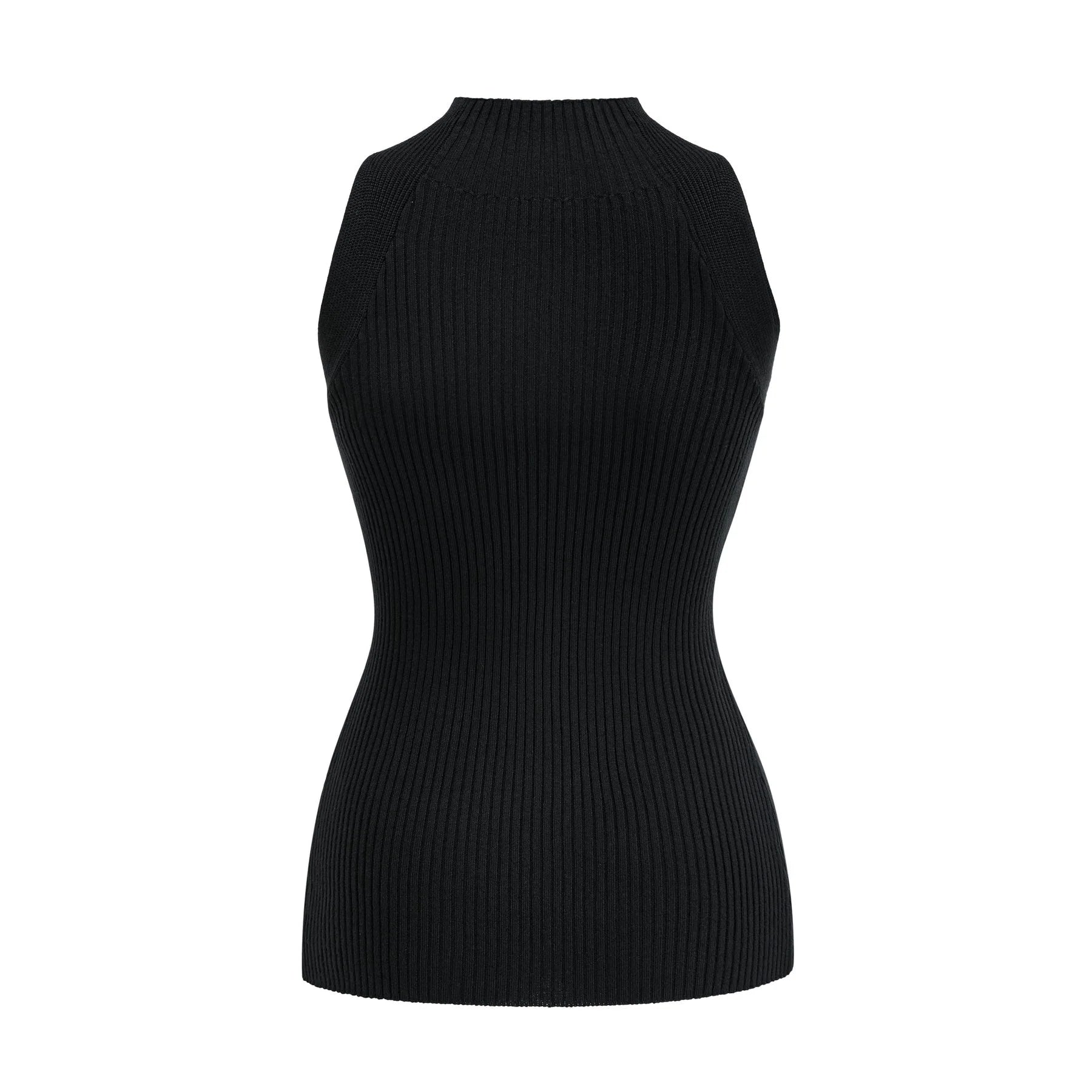 Liana Top Liana Twist Detail High Neck Sleeveless Black Ribbed