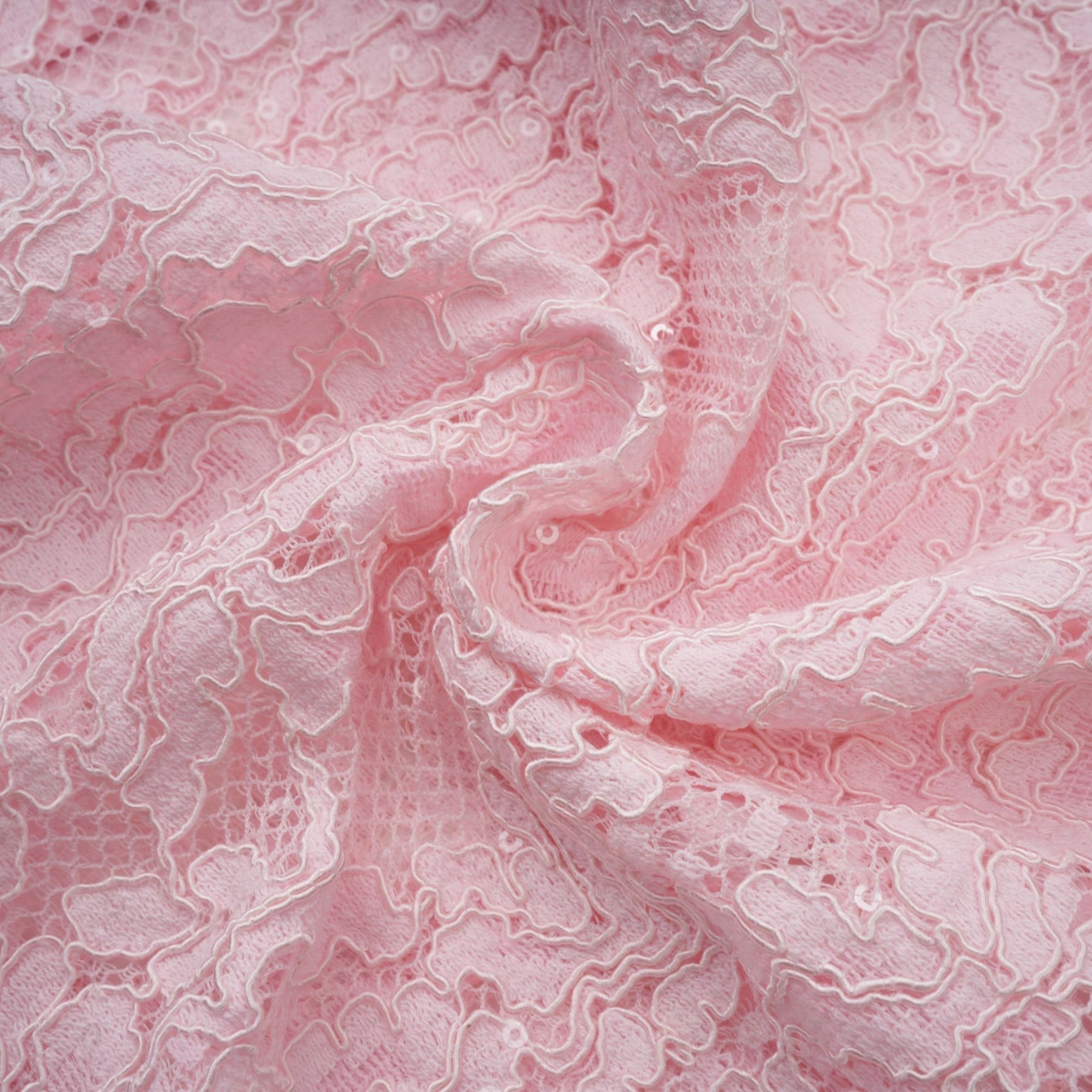 Licia Floral Midi Dress in Vibrant Pink with Lace Overlay & Crystal Embellishments