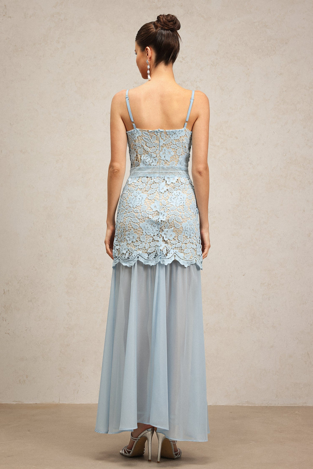 Licia Light Blue Lace Maxi Dress for Special Occasions