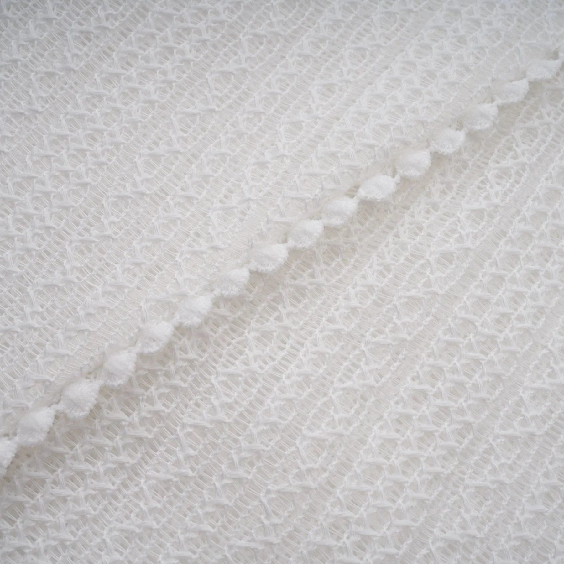 Lilah Midi Dress White Crochet Puff Godet Slip Zip & Flair