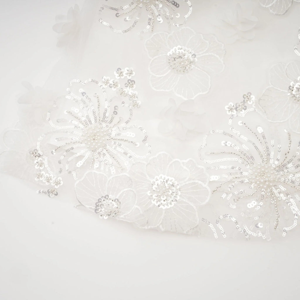 Lilah Mini Dress Crystal Floral Embellished White Square Neck