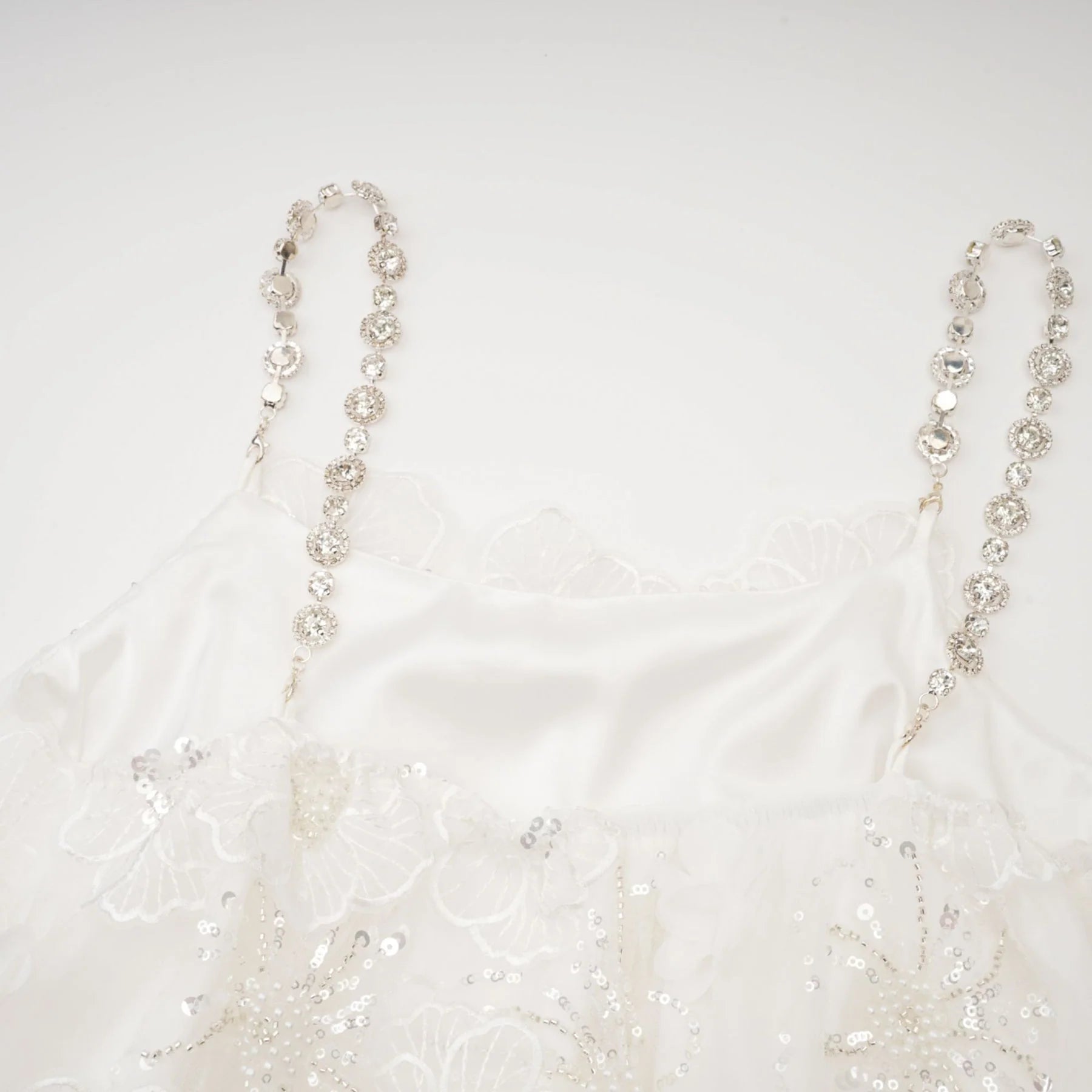 Lilah Mini Dress Crystal Floral Embellished White Square Neck