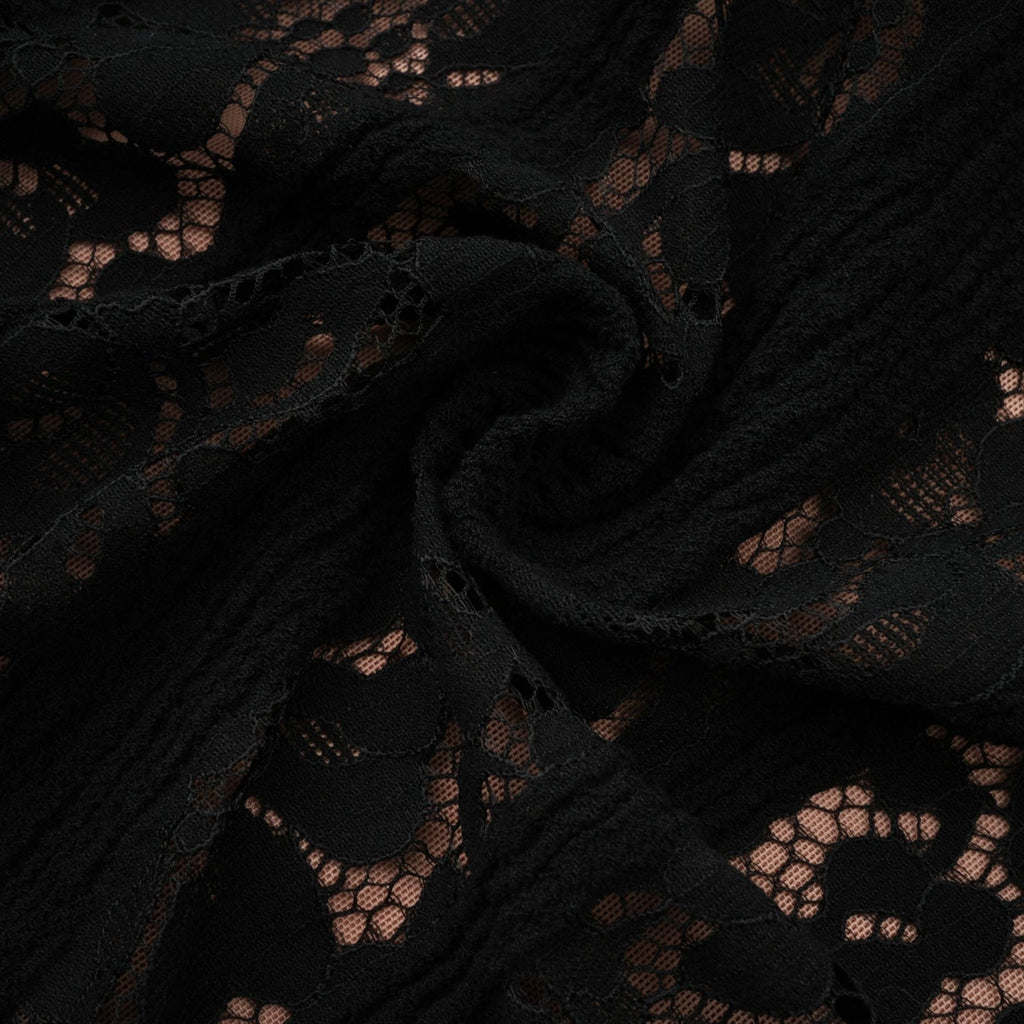 Liliana Floral Midi Dress in Black with OffShoulder Design & Flared Cuffs