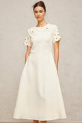 Lillian Floral Appliqué Bead Embellishment Midi Dress