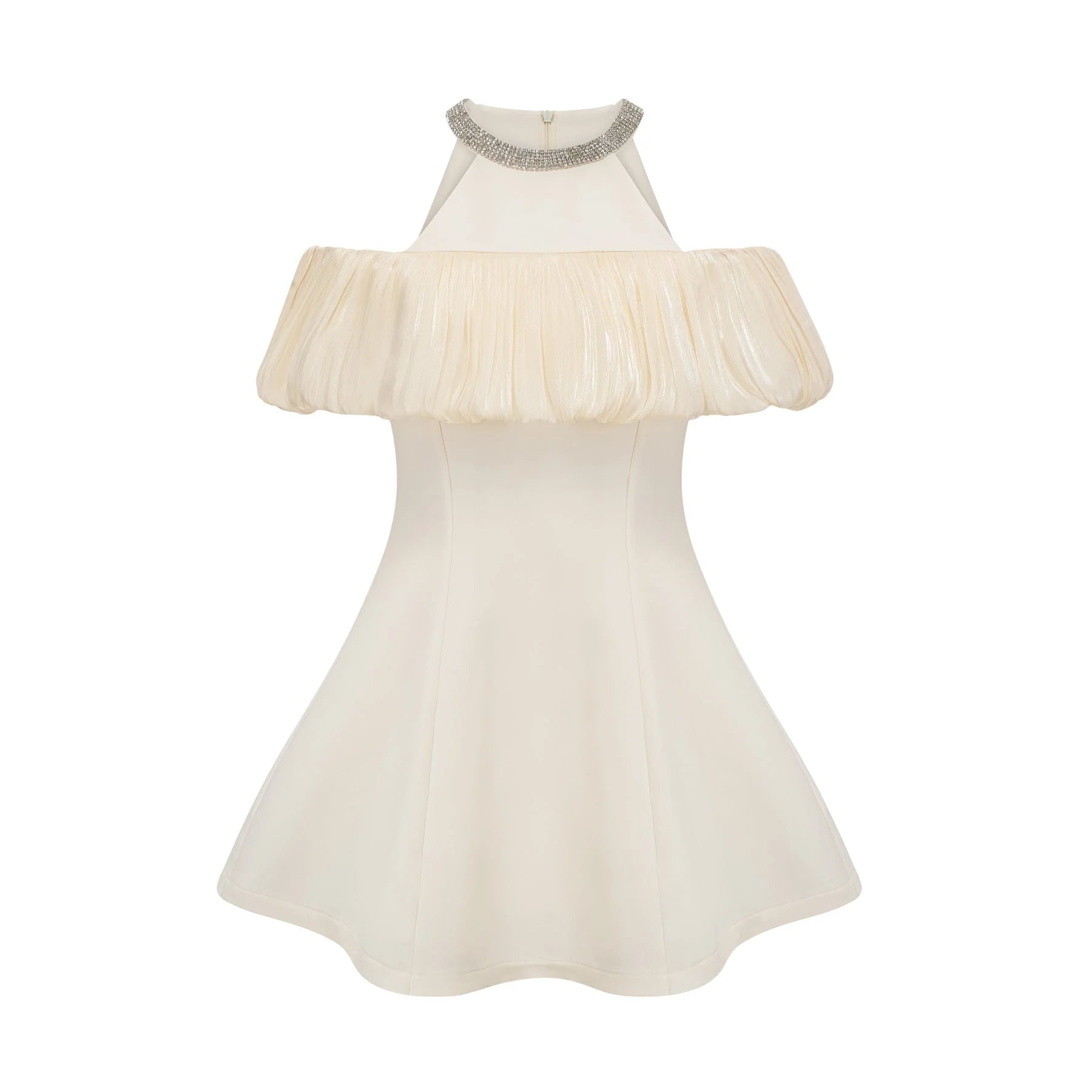 Lillian Mini Dress White Crystal Flare