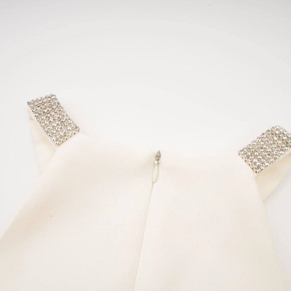 Lillian Mini Dress White Crystal Flare