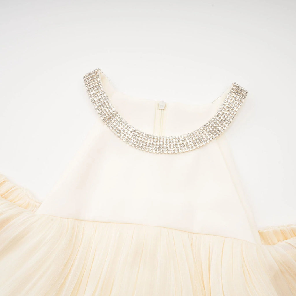 Lillian Mini Dress White Crystal Flare