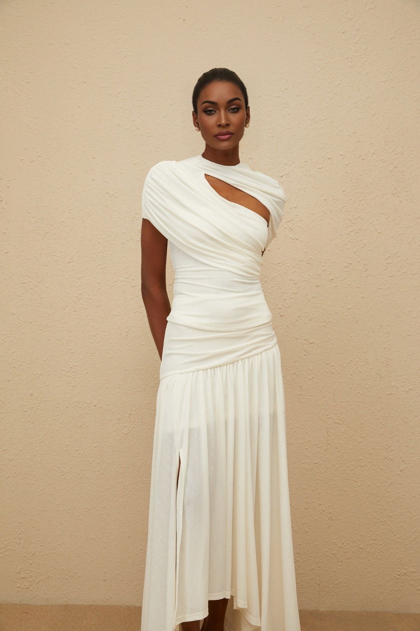 Lillian Top & Skirt - Stretch Design - Ruched Detailing - Asymmetrical Design - Fitted Silhouette - Rear Zip Fastening